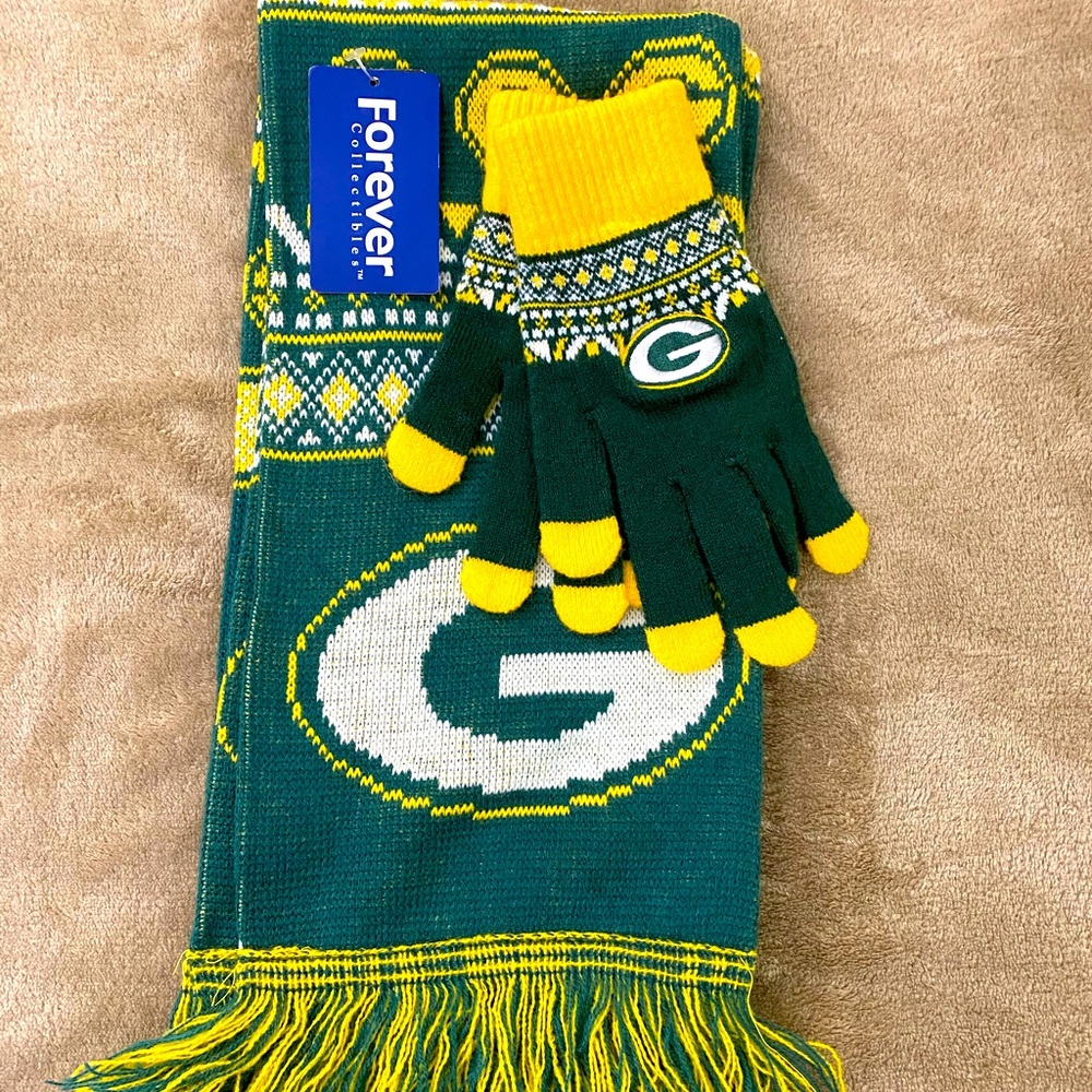 Green Bay Packers Scarf & Gloves Combo - Unisex